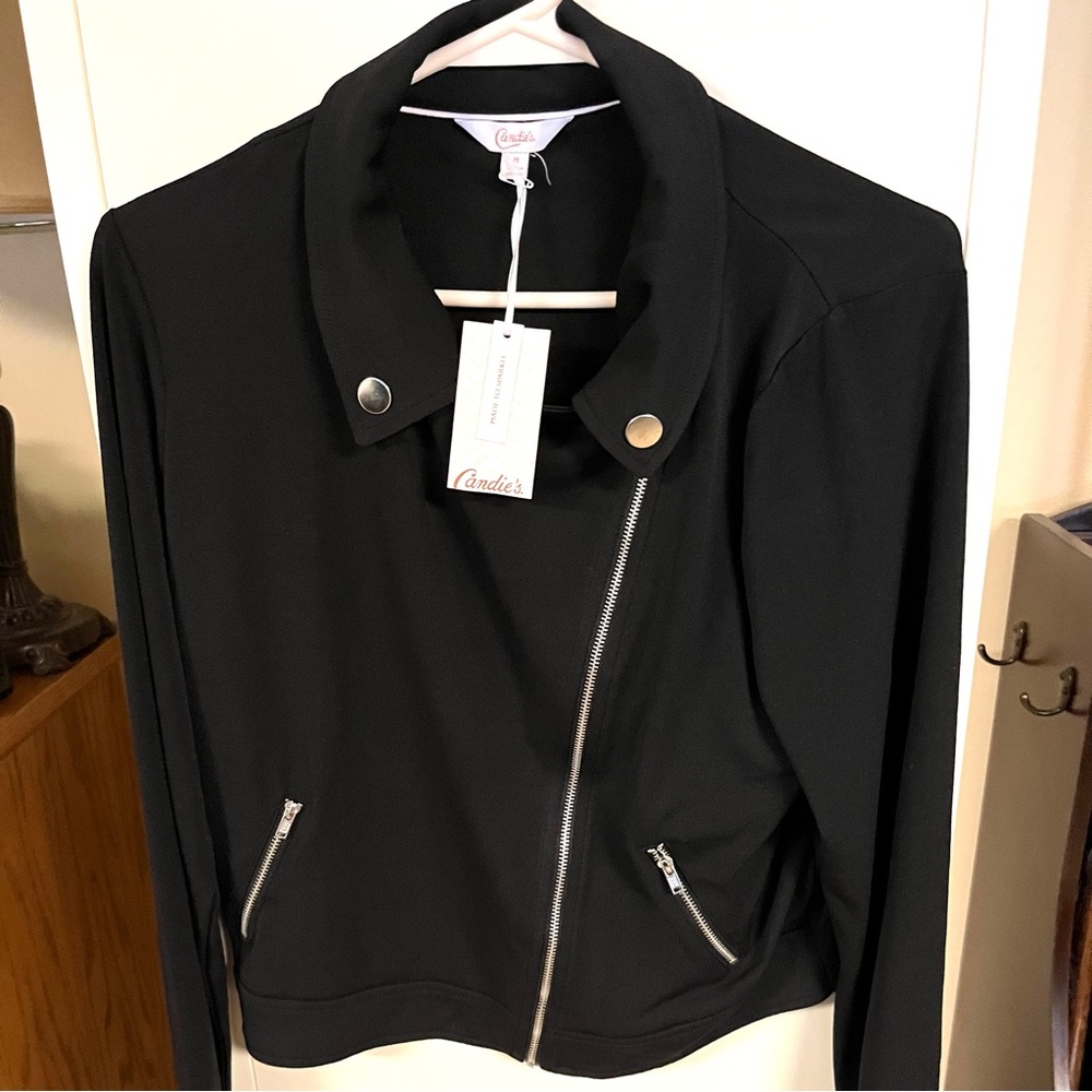 Candie’s slinky lightweight edgy black jacket